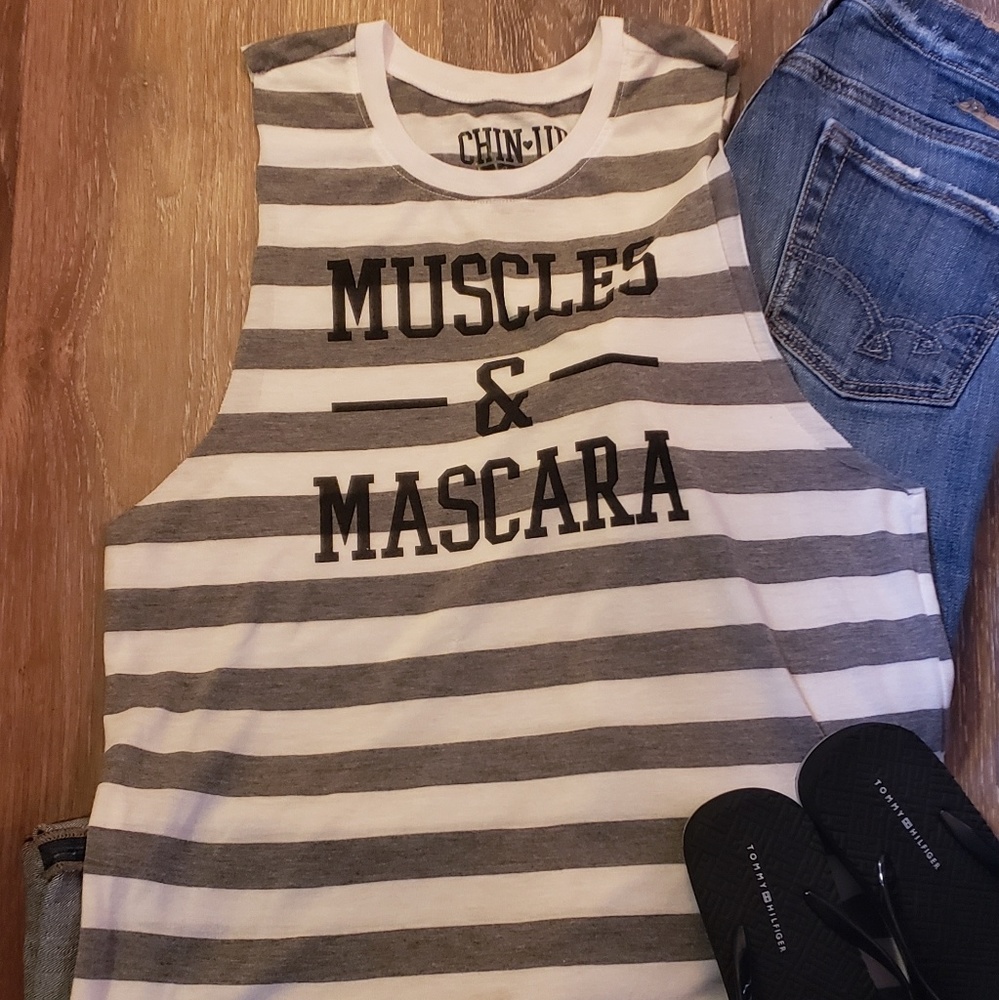 Muscles and Mascara wide Stripped Tank
